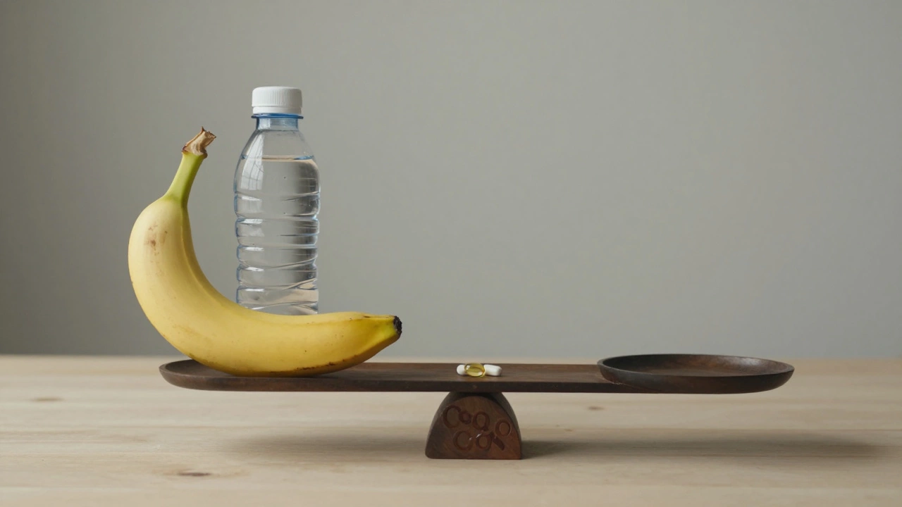 Весы с бананом, водой и коэнзимом Q10 — без энергетиков и синтетических стимуляторов.