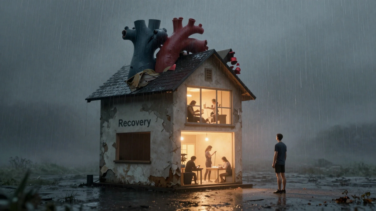 Сердце как дом с погасшей комнатой восстановления под дождем