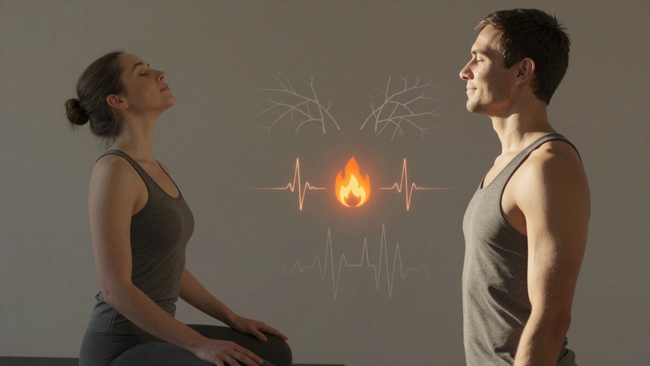 Сравнение до и после: человек становится увереннее, осанка лучше, внутренняя сила проявляется через позу и выражение лица.