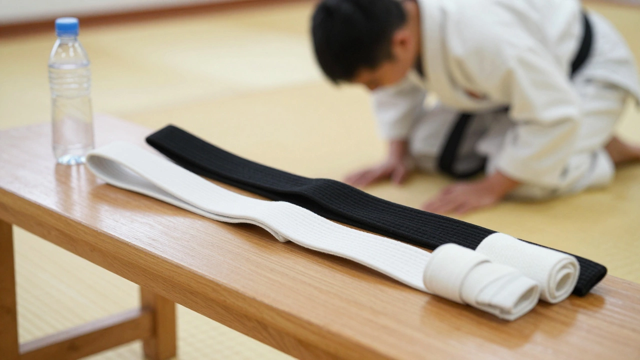 Пояса и форма в додзё, символизирующие начало пути в каратэ