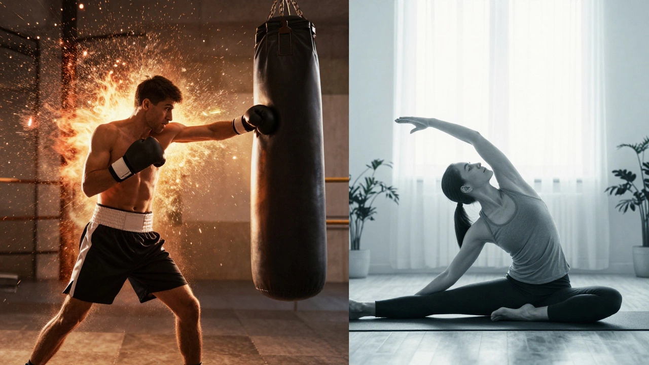 Сравнение интенсивной тренировки по боксу и йоги для восстановления